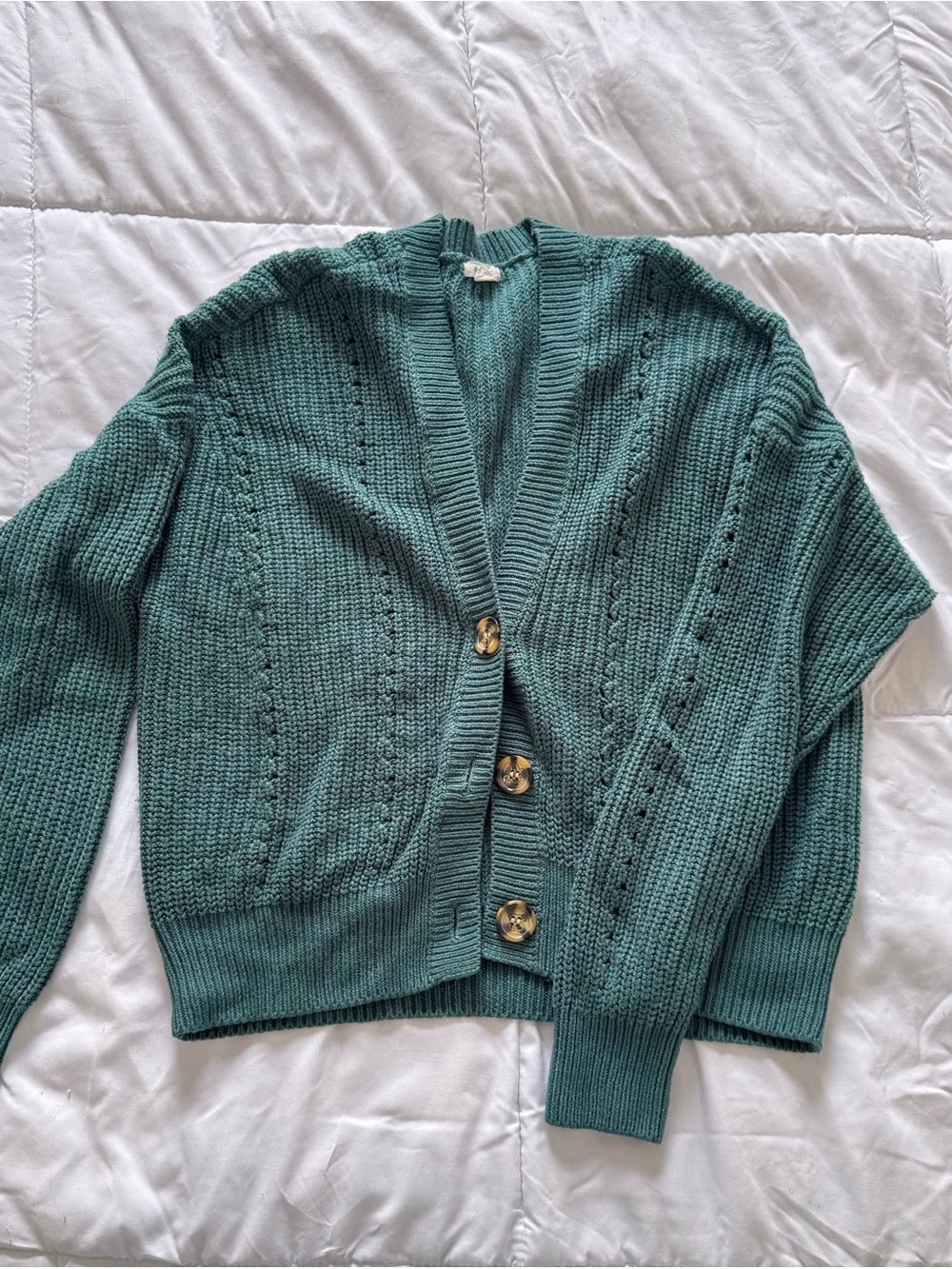Garage Teal Knit Button-Up Cardigan
